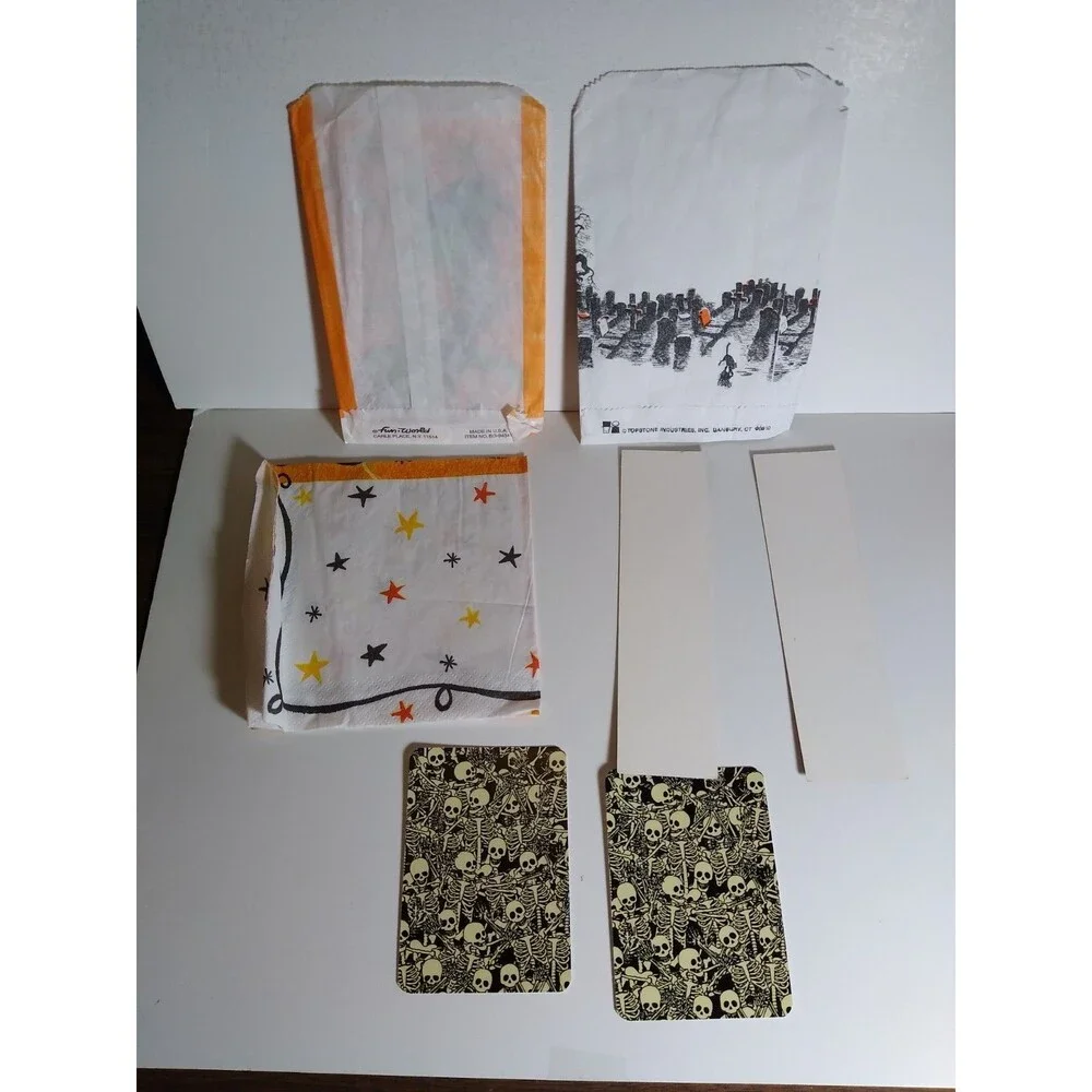 Halloween Napkin Playing Cards Bookmarks Goodie Treat Bags Spooky Grim Reaper